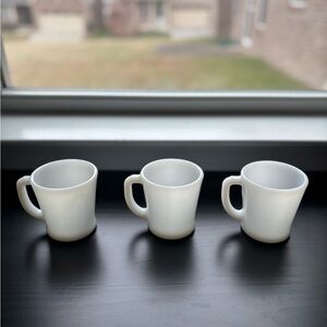 Milk Glass Coffee Cups + Sugar Dish